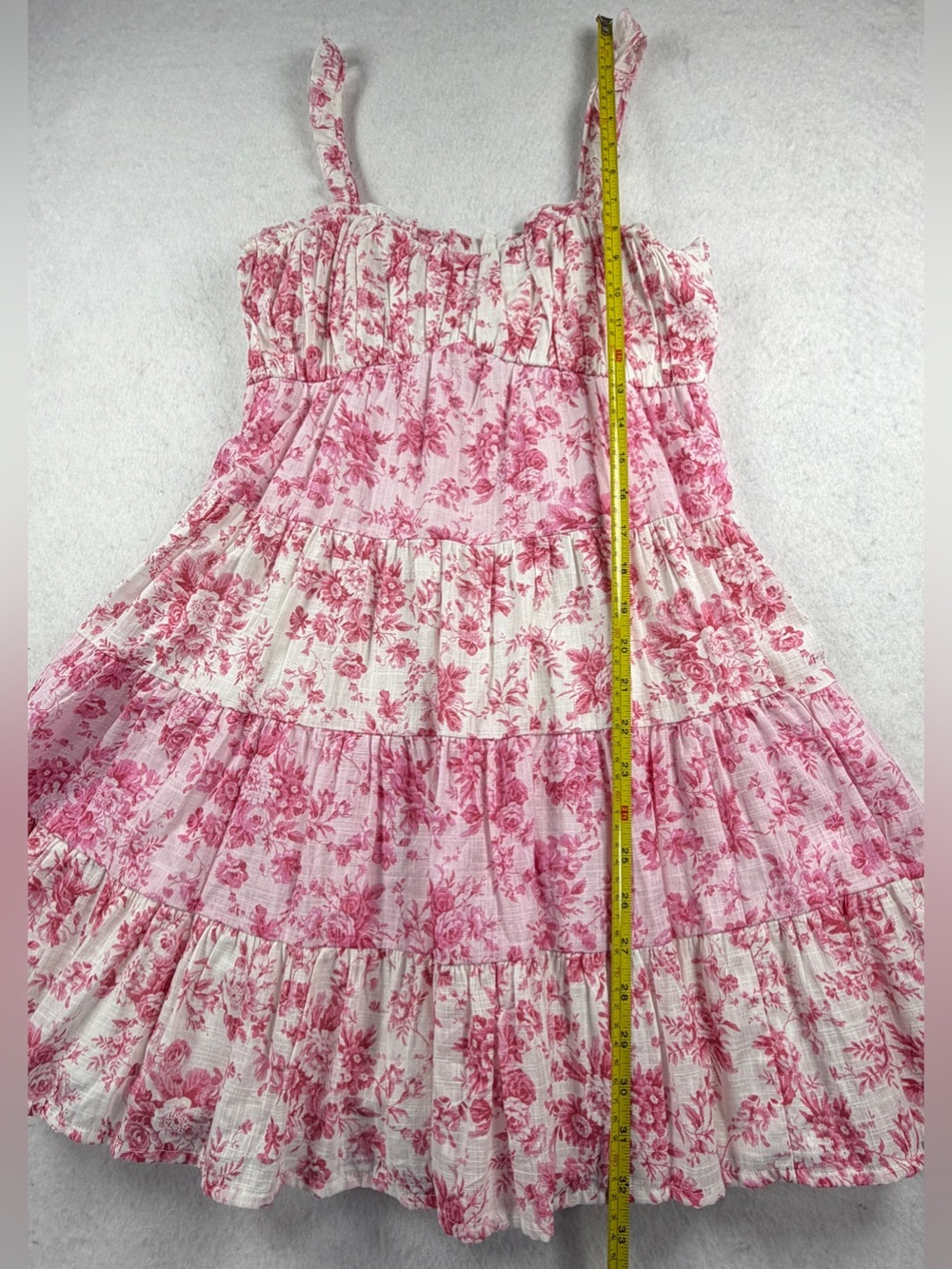 NWT Altar’d State Pink Floral Tiered Mini Dress Ruffle Strap Cottagecore Size S - Picture 8 of 12